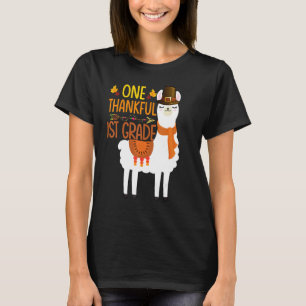 One Thankful 1st grade Teacher Llama Thanksgiving T-Shirt