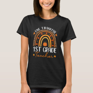 One Thankful 1st Grade Teacher Rainbow Leopard Tha T-Shirt