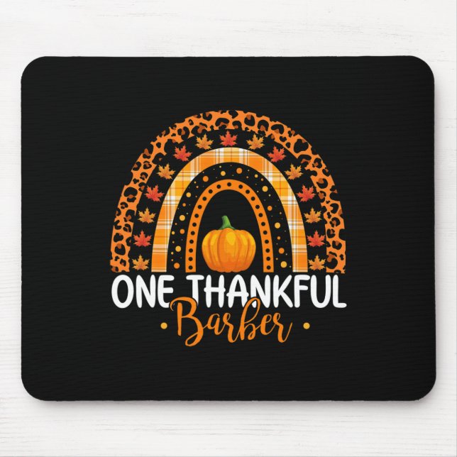 One Thankful Barber Rainbow Boho Fall Thanksgiving Mouse Pad (Front)