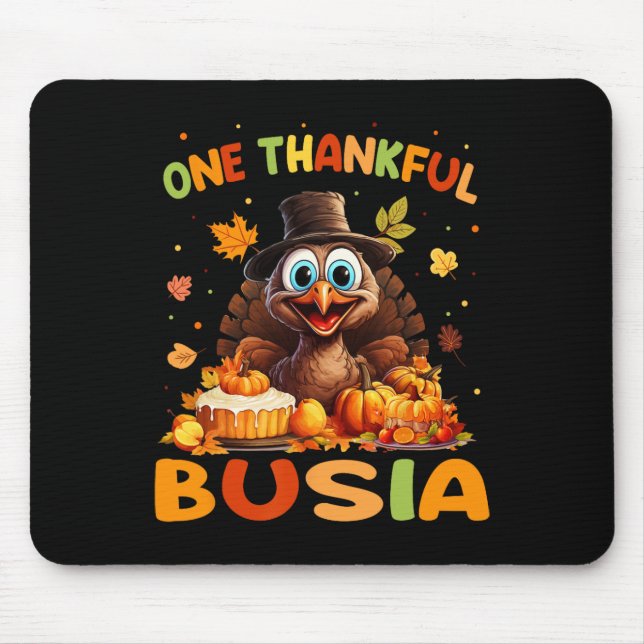 One Thankful Busia Graphic Fall Thanksgiving  Mouse Pad (Front)