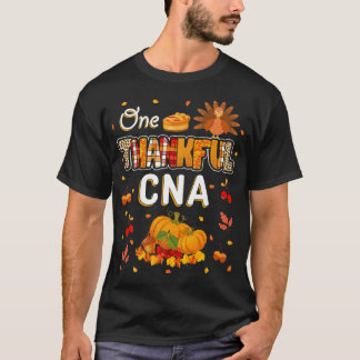 One Thankful CNA Fall Leaves Autumn CNA Thanksgivi T-Shirt
