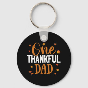 One Thankful Dad Thanksgiving Fall Family Matching Keychain