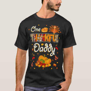 One Thankful Daddy Fall Leaves Autumn Dad Thanksgi T-Shirt