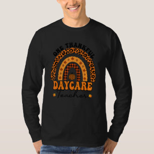 One Thankful Daycare Teacher Leopard Rainbow Thank T-Shirt