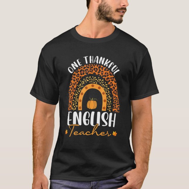 One Thankful English Teacher Rainbow Leopard Groov T-Shirt (Front)