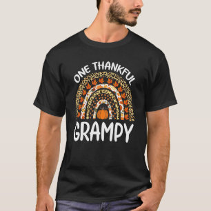 One Thankful Grampy Thanksgiving Rainbow Leopard F T-Shirt