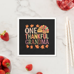One Thankful Grandma Nana Turkey Thanksgiving Day Napkin