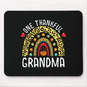 One Thankful Grandma Thanksgiving Rainbow Leopard Mouse Pad