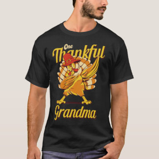 One Thankful Grandma Turkey Family Matching Funny  T-Shirt