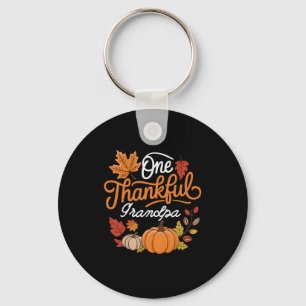 One Thankful Grandpa Autumn Fall Thanksgiving Pump Keychain