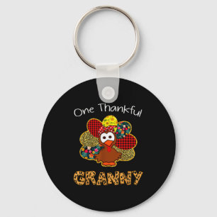 One Thankful Granny Shirt Funny Cute Turkey Thanks Keychain