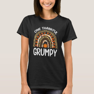 One Thankful Grumpy Thanksgiving Rainbow Leopard F T-Shirt