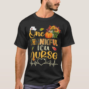 One Thankful ICU Nurse Pumpkin Stethoscope Thanksg T-Shirt