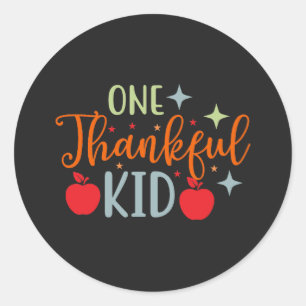 One Thankful Kid, thankful grateful blessed Child Classic Round Sticker