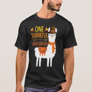 One Thankful kindergarten Teacher Llama Thanksgivi T-Shirt