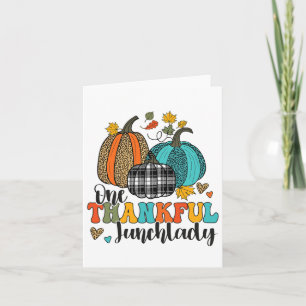 One Thankful Lunch Lady School Pumpkins Thanksgivi Card