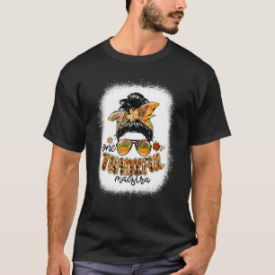 One Thankful Maestra Messy Bun Fall Thanksgiving T-Shirt