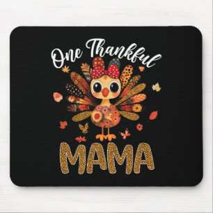 One Thankful Mama Autumn Fall Turkey Thanksgiving Mouse Pad