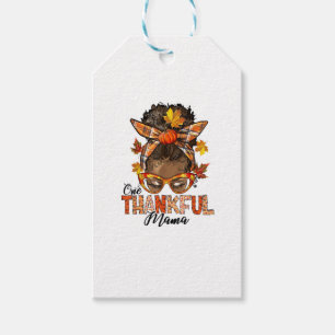 One Thankful Mama Black Messy Bun Fall Autumn Than Gift Tags