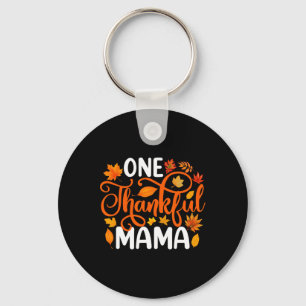 One Thankful Mama Funny Fall Autumn Thanksgiving Keychain