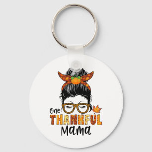 One Thankful Mama Funny Fall Autumn Thanksgiving M Keychain