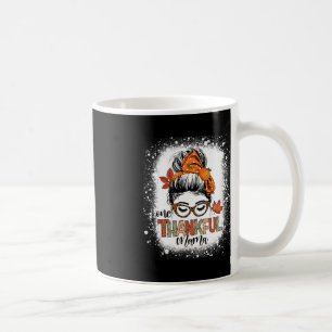 One Thankful Mama Messy Bun Mom Fall Autumn Thanks Coffee Mug