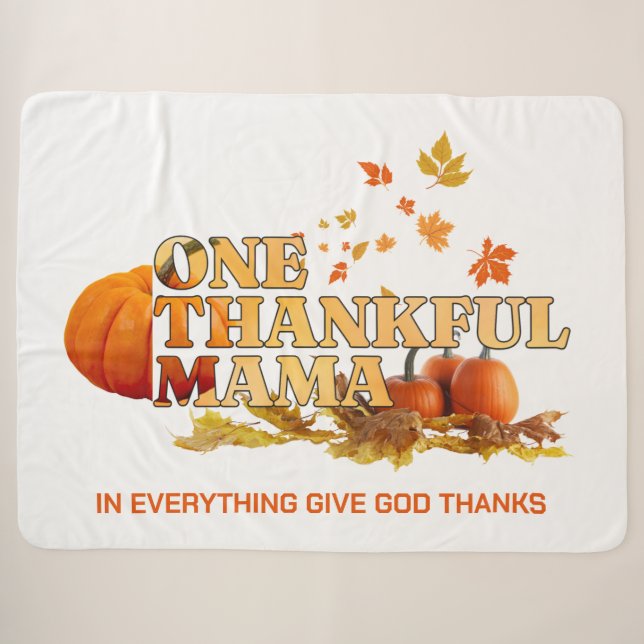 ONE THANKFUL MAMA MOM Stylish Thanksgiving Sherpa Blanket (Front (Horizontal))
