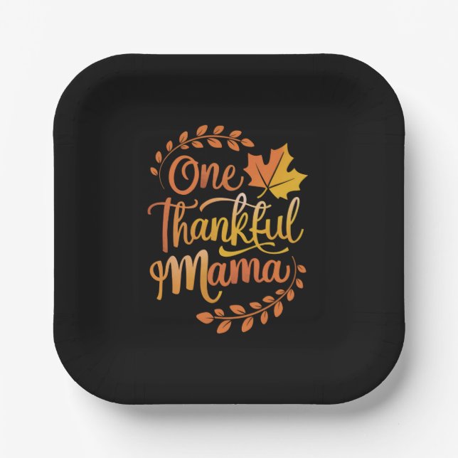 One Thankful Mom Cute Fall Thanksgiving  Autumn  Paper Plate (Front)