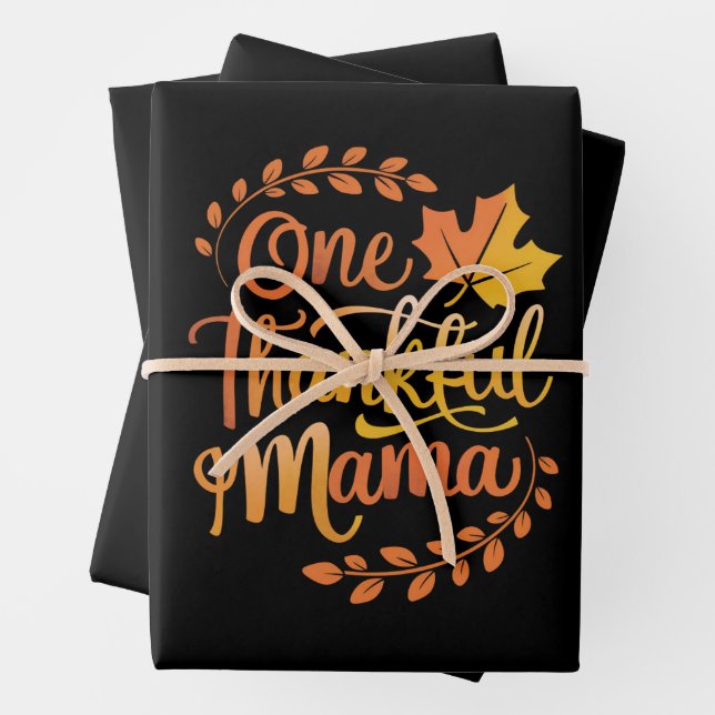 One Thankful Mom Cute Fall Thanksgiving  Autumn  Wrapping Paper Sheet (In situ)
