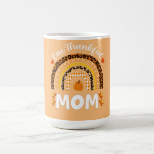 One Thankful Mom Thanksgiving Rainbow Fall Leopard Coffee Mug