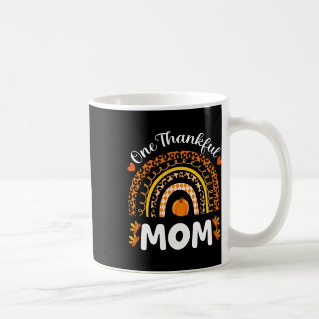 One Thankful Mom Thanksgiving Rainbow Fall Leopard Coffee Mug (Right)