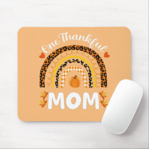 One Thankful Mom Thanksgiving Rainbow Fall Leopard Mouse Pad