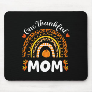 One Thankful Mom Thanksgiving Rainbow Fall Leopard Mouse Pad