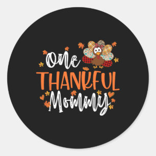 One Thankful Mommy Thanksgiving Family Matching Tu Classic Round Sticker