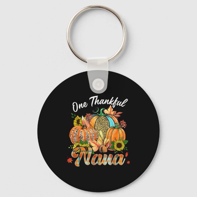 One Thankful Nana Pumpkin Fall Autumn Thanksgiving Keychain (Front)
