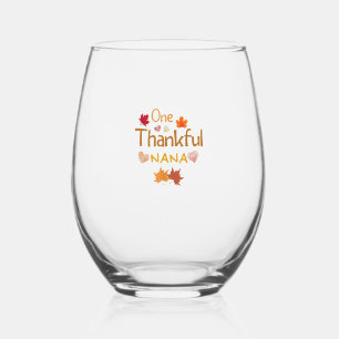 one thankful nana thanksgiving day family matching stemless wine glass