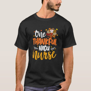One Thankful Nicu Nurse Turkey Leopard Plaid Thank T-Shirt
