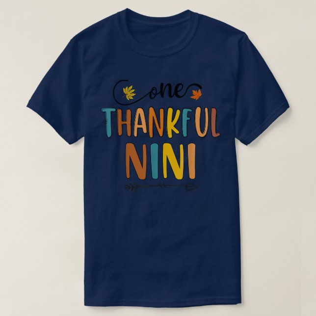 One Thankful Nini Fall Autumn Thanksgiving  T-Shirt (Design Front)