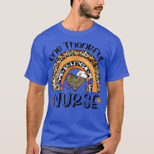 One Thankful Nurse Thanksgiving Heart Leopard Stet T-Shirt