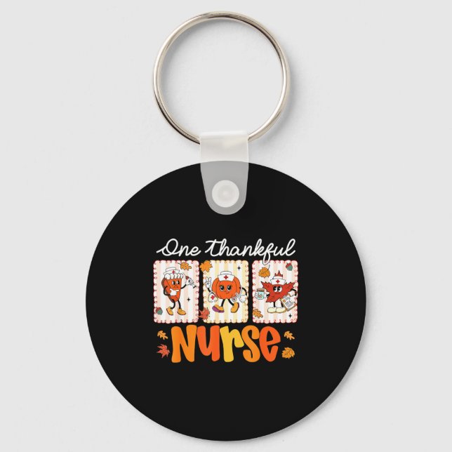 One Thankful Nurse Thanksgiving Turkey Day Nurse G Keychain (Front)
