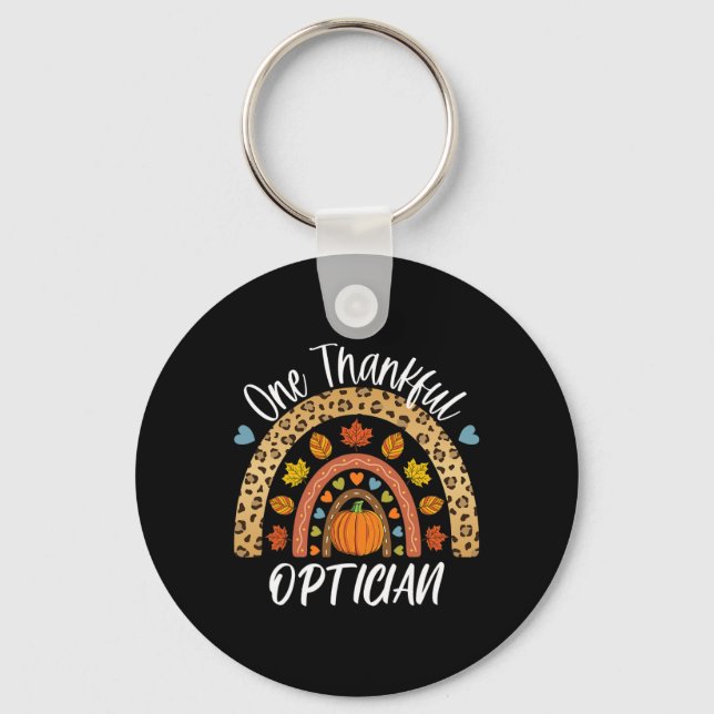 One Thankful Optician Cute Rainbow Autumn Fall  Keychain (Front)