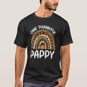 One Thankful Pappy Thanksgiving Rainbow Leopard Fa T-Shirt