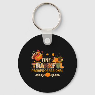 One Thankful Paraprofessional Turkey Autumn Thanks Keychain