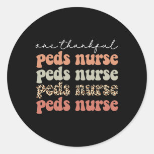 One Thankful PEDS Nurse Autumn Tree Fall Leaves Th Classic Round Sticker