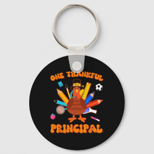 One Thankful Principal Administrator Turkey Thanks Keychain