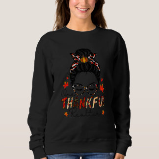 One Thankful Realtor Messy Bun Women Fall Cute Tha Sweatshirt