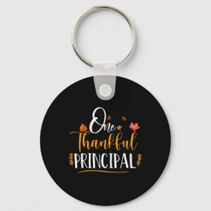 One Thankful School Principal Fall Thanksgiving Pr Keychain