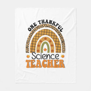 One Thankful Science Teacher Groovy Thanksgiving R Fleece Blanket