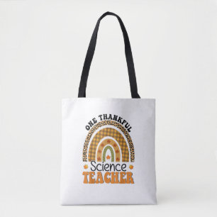 One Thankful Science Teacher Groovy Thanksgiving R Tote Bag