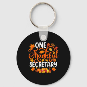 One Thankful Secretary Funny Fall Autumn Thanksgiv Keychain